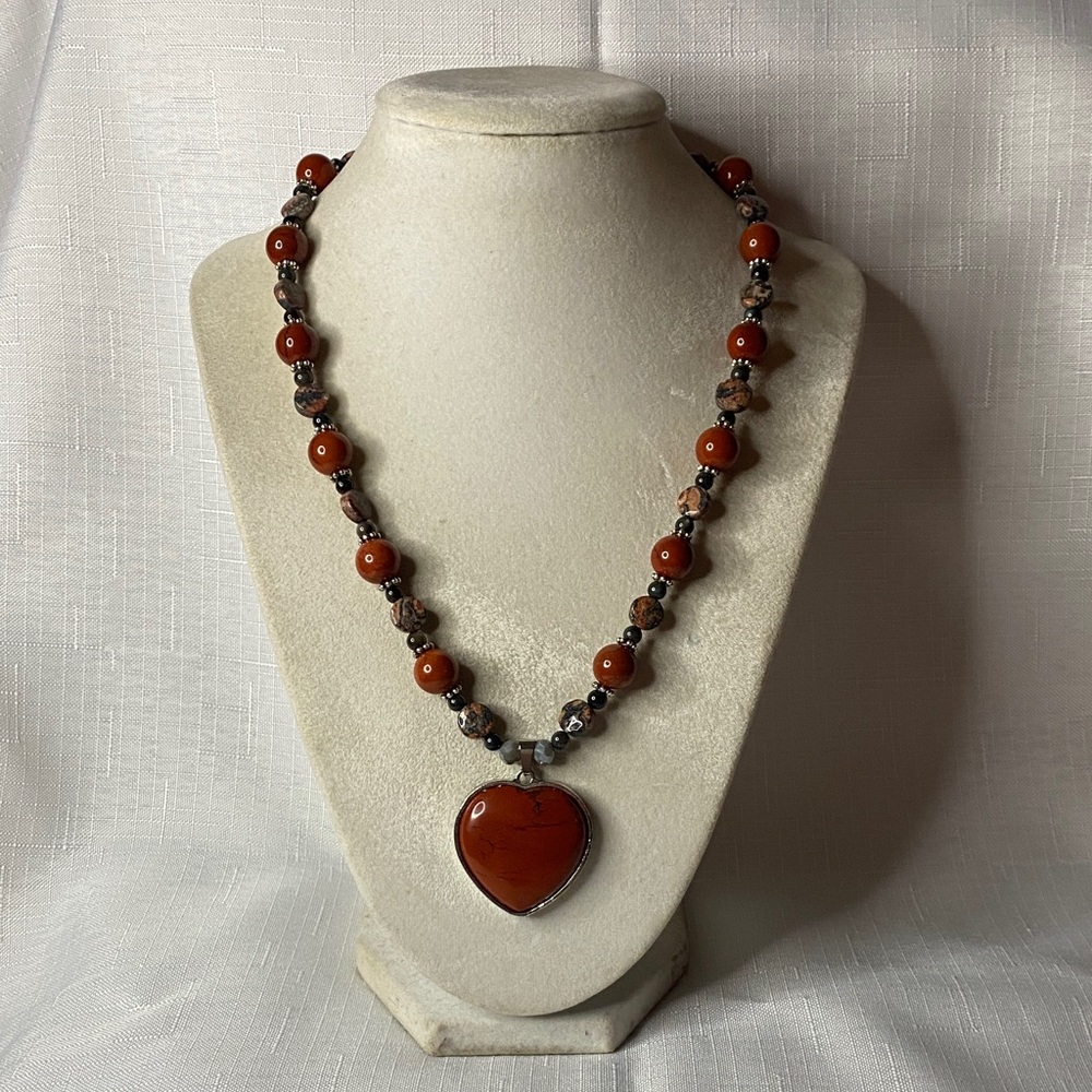 Handcrafted Red Jasper Heart Necklace